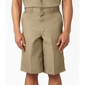 Dickies Men's 13" Flat Front Loose Fit Multi Pocket Work‎ Shorts Khaki Size 30